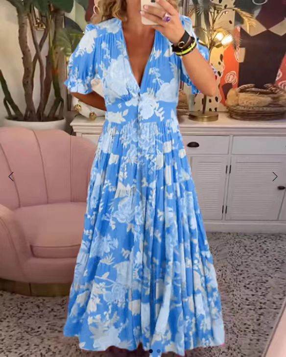 Tessa™ | Elegant dress with floral print and V-neck