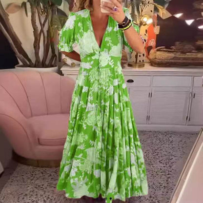 Tessa™ | Elegant dress with floral print and V-neck