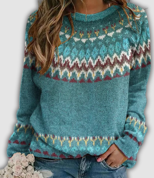 Ava -  Retro Sweatshirt with Wave Pattern
